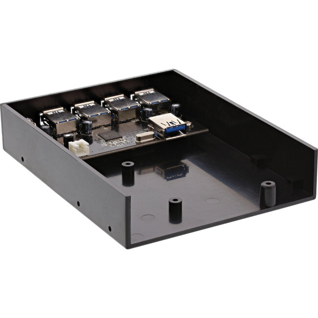 InLine® USB hub 3.0 4x voor het 3.5" (8.89cm) slot, zwart