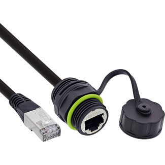 InLine® InLine® Patchkabel koppelaar Cat.6A, IP68, RJ45-bus naar stekker, 20cm