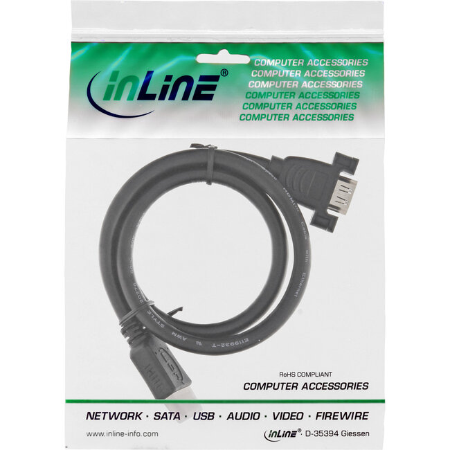 InLine® HDMI 4K60Hz-adapterkabel voor installatie, HDMI A male / female, 0,6 m