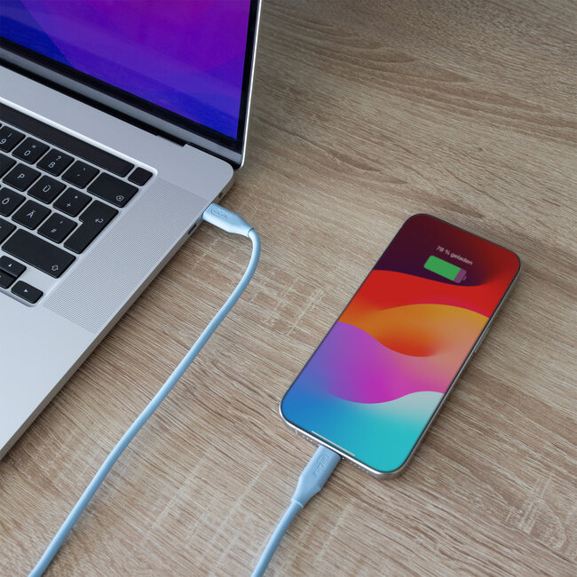 InLine® USB 2.0-kabel, USB-C-snelladingskabel 100 W, ijsbonbon/blauw 2m