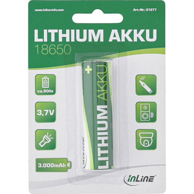 InLine® Lithium-ion batterij, 3000mAh, 18650