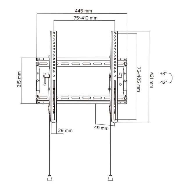 InLine® TV muurbeugel, kantelbaar, extra stabiel, 32-70 inch, tot 70 kg