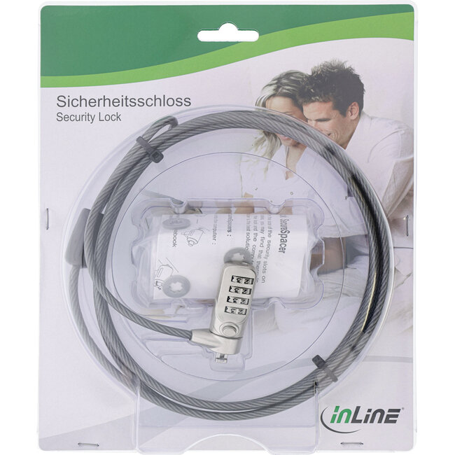 InLine® Notebook-veiligheidsslot, combinatie, 2m, 4,4mm