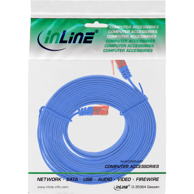 InLine® Patchkabel plat, U/UTP, Cat.6, blauw, 1,5m