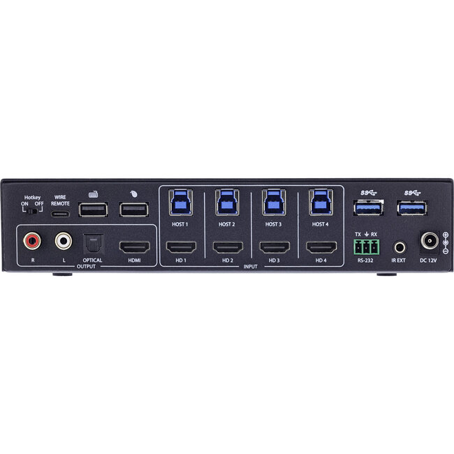 InLine® KVM-switch, 4-weg, HDMI, 4K60Hz, multiviewer, USB-hub, zwart