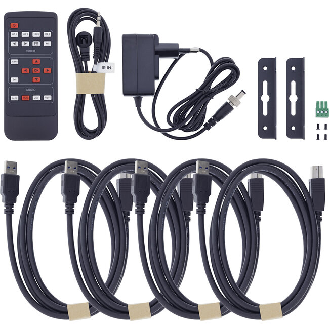 InLine® KVM-switch, 4-weg, HDMI, 4K60Hz, multiviewer, USB-hub, zwart