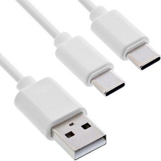 InLine® InLine® USB 2in1 Y-oplaadkabel, 1x USB-A-stekker naar 2x USB-C-stekker, wit 2m