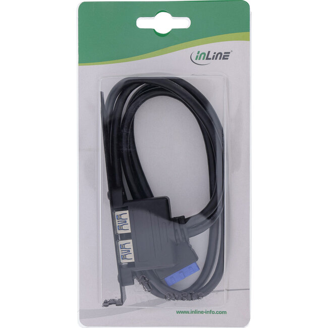 InLine® Slot bracket USB 3.0,2x USB-aansl. naar interne moederbordconnector 0,5m
