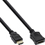 InLine® HDMI kabel, HDMI High Speed, male / female, zwart,vergulde contacten, 1m