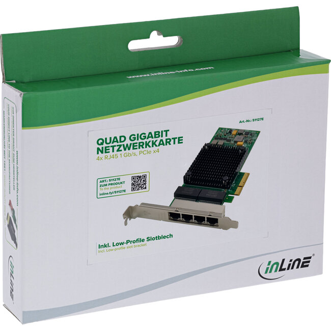 InLine® Quad Gigabit netwerkkaart, 4x RJ45 1 Gb/s, PCIe x4