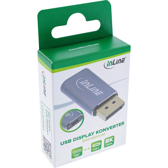 InLine® USB-beeldschermconverter, DisplayPort naar USB-C bidirectioneel, 8K