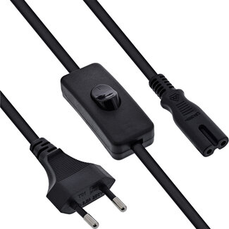 InLine® InLine® Euro-voedingskabel met schakelaar, CEE7/16 naar IEC-C7, zwart, 2m