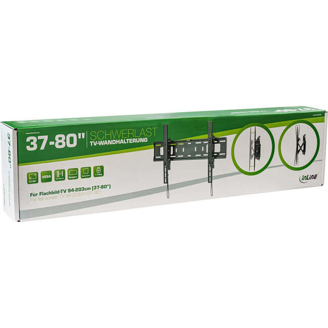 InLine® Heavy duty TV-muurbeugel,kantelbaar,voor flatscreen TV (37-80"),max.75kg