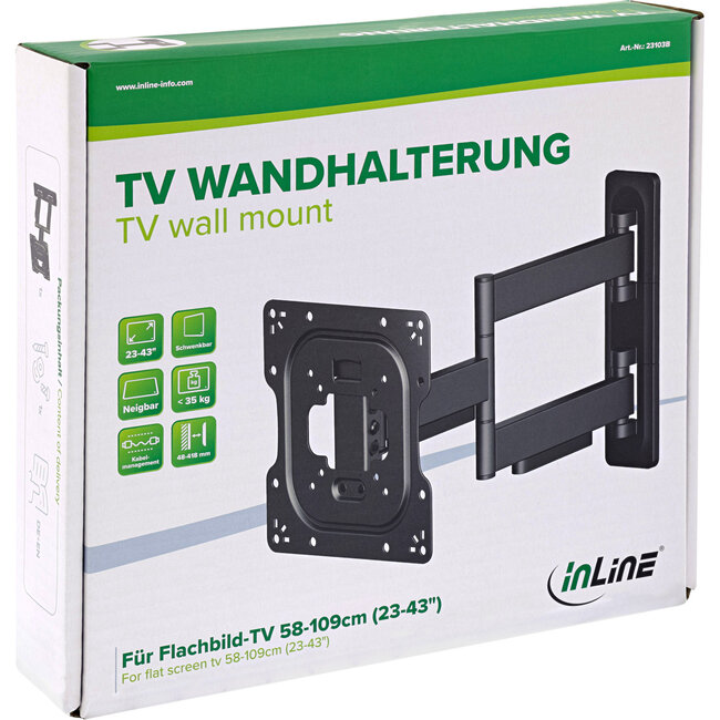 InLine® Full-Motion TV-muurbeugel, 23-43 inch, tot 35 kg, zwart