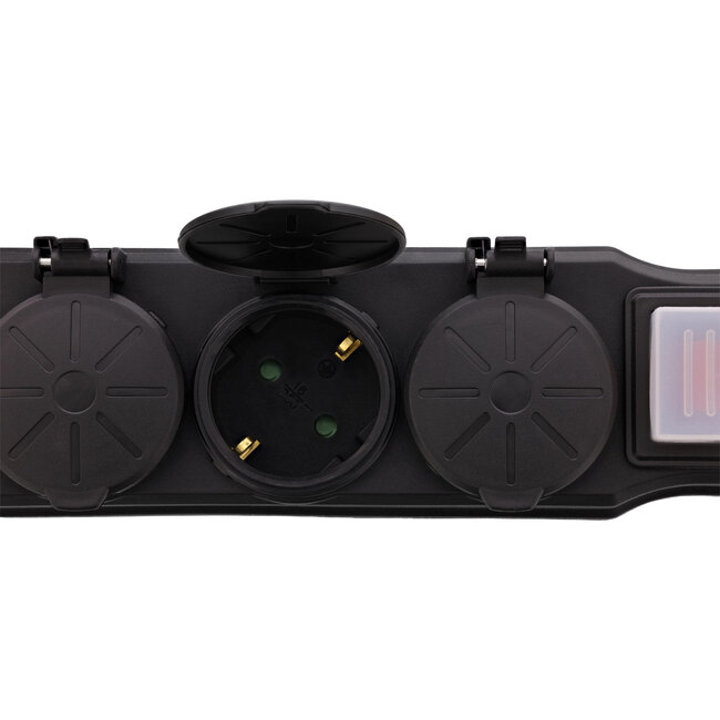 InLine® Outdoor contactdoos, 6-voudig aardingscontact, IP44, met schakelaar, 10m