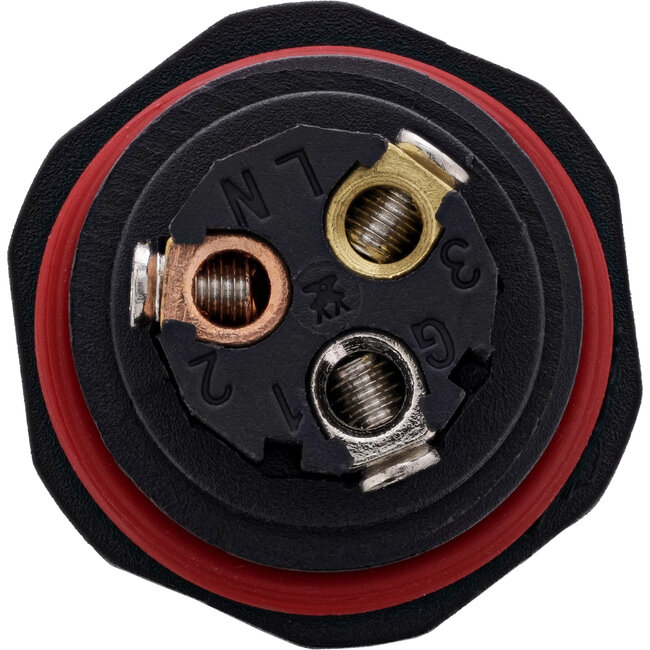 InLine® Voedingskabel koppelaar, IP68, 3-polig, 4-weg, M20, zwart