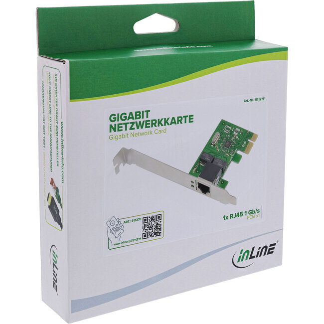 InLine® Gigabit netwerkkaart, 1x RJ45 1Gb/s, PCIe x1, incl. low-profile