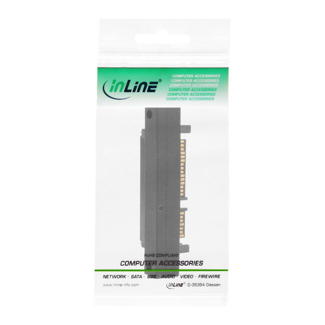 InLine® SATA-adapter male / female, 22-pin (15+7), haaks naar beneden gericht
