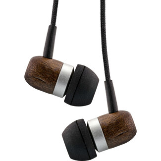 InLine® InLine® woodin-ear, in-ear headset met kabelmicrofoon en functietoets, walnoot