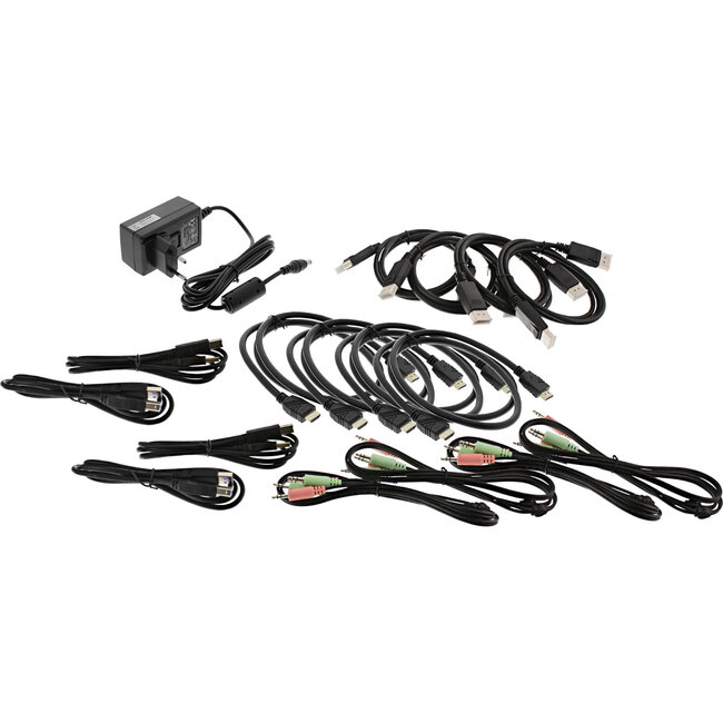 InLine® 4-Poorts Desktop KVM Switch, Dual Monitor, DP + HDMI, 4K, USB 3.0, Audio