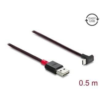 DeLOCK Delock EASY-USB 2.0 Cable Type-A male to USB Type-C™ male angled up / down 0,5 m black