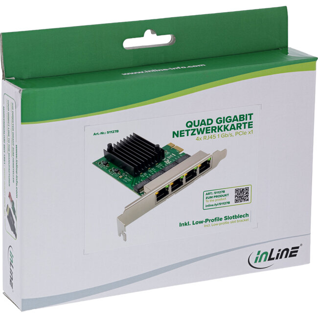 InLine® Quad Gigabit netwerkkaart, 4x RJ45 1 Gb/s, PCIe x1