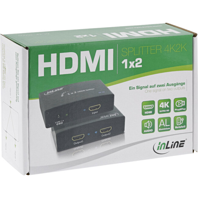 InLine® 2-Poorts HDMI-splitter, compatibel met 4K2K