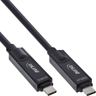 InLine® InLine® USB 3.2 Gen.2 AOC-kabel, USB-C M/M, 8K60Hz, 60W, zwart, 10m