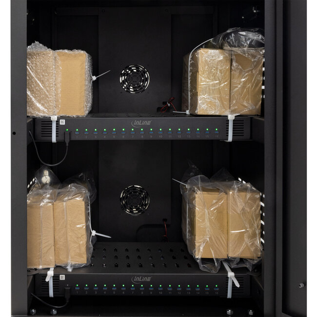 InLine® mobiele laadkast, 32x USB-C, 2000W, PD3, QC5, afsluitbaar, zwart