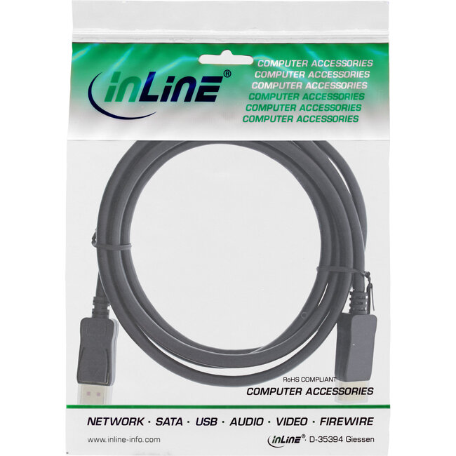 InLine® DisplayPort 1.4 kabel, zwart, vergulde contacten, 1m