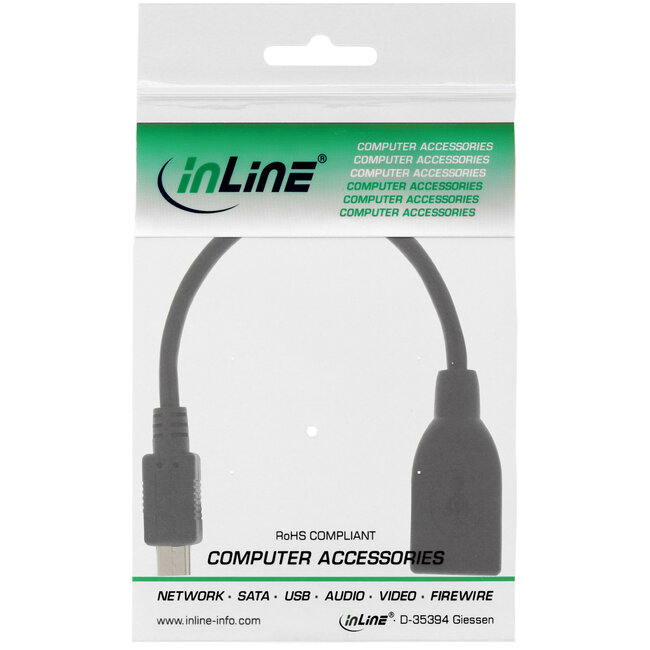 InLine® Micro-USB OTG-adapterkabel, Micro-B male naar USB A female, 0,1m