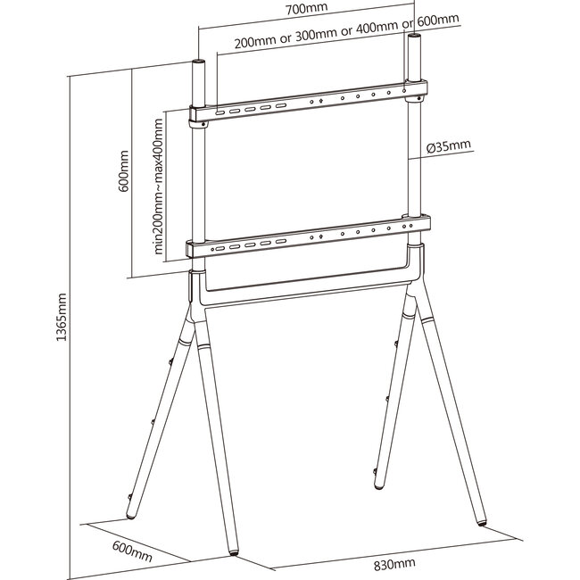InLine® houtstand Studio TV-standaard, voor scherm 49"-70" (124-178cm),max. 40kg