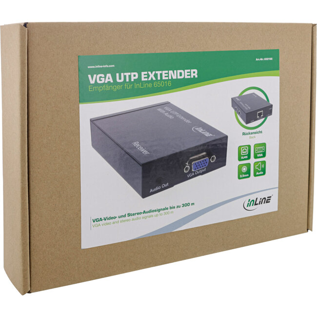InLine® VGA extender/ontvanger via UTP, met audio, tot 300m