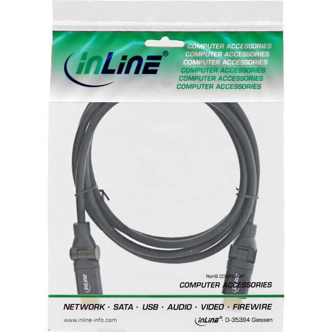 InLine® HDMI HS kabel met ethernet, male / male, zwart, flex. bocht, 2m