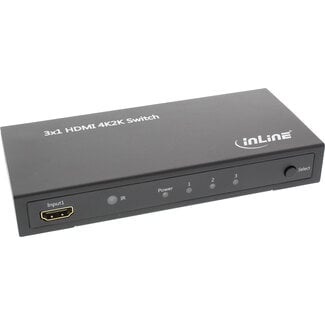 InLine® InLine® HDMI switch, 3 ingangen naar 1 uitgang, 4K2K, 3D, HD-audio