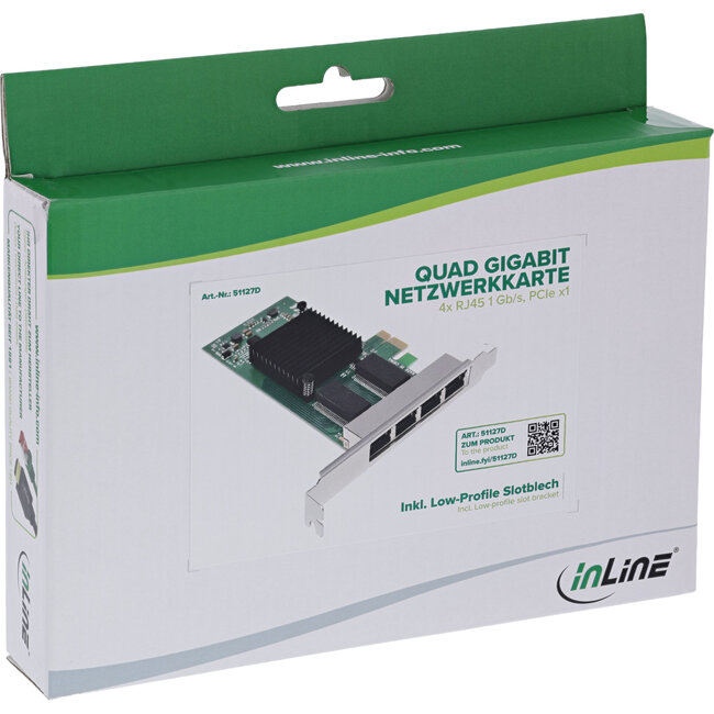 InLine® Quad Gigabit netwerkkaart, 4x RJ45 1 Gb/s, PCIe x1
