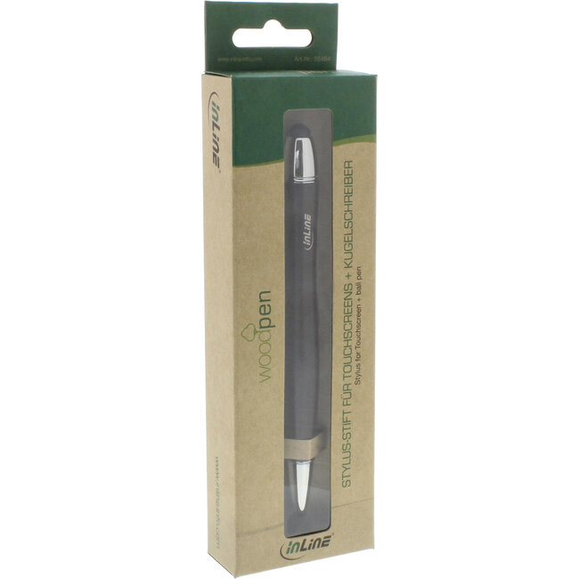 InLine® woodpen, styluspen voor touchscreens + biros, walnoot/metaal