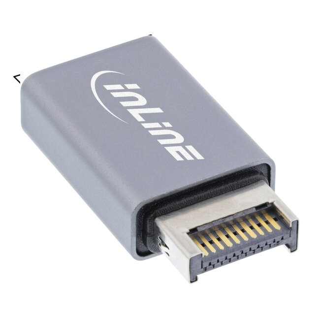 InLine® USB 3.2 adapter, interne USB-E frontpaneelplug naar USB-A female