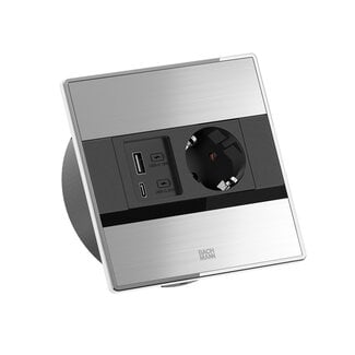 Bachmann BACHMANN SENSE Edelstahl-Optik 1x CEE7/3, 1x USB A/C L=2,0m AEH