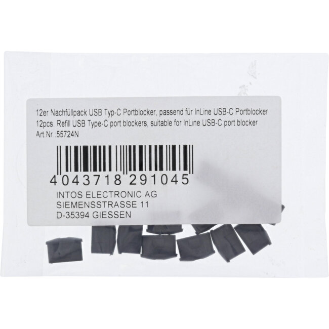 InLine® USB-C poortblokker, navulverpakking van 12 voor USB-C poortblokker 55724