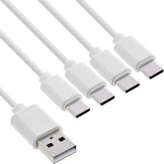 InLine® InLine® USB 4in1 Y-oplaadkabel, 1x USB-A-stekker naar 4x USB-C-stekker, wit 2m