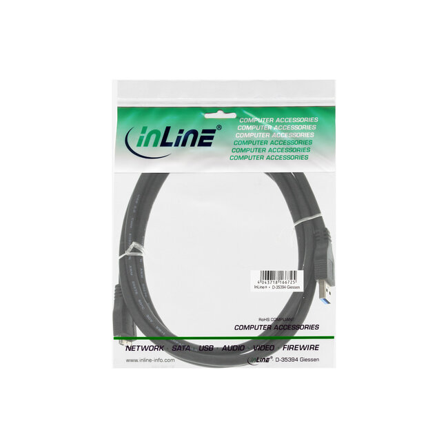 InLine® USB 3.2 Gen.1-kabel, A naar Micro B, zwart, 1,5m
