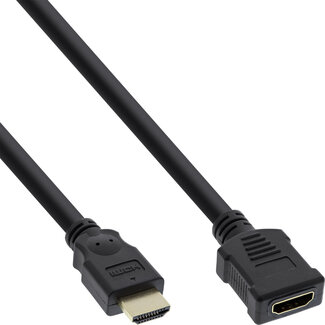 InLine® InLine® HDMI kabel, HDMI High Speed, male / female, zwart,vergulde contacten, 3m