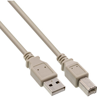 InLine® InLine® USB 2.0 kabel, A naar B, beige, 3m, bulk
