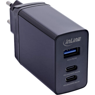 InLine® InLine® 3-poorts TravelCharge, 65W USB-voeding, 2x USB-C, 1x USB-A, EU/UK/USA