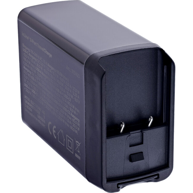 InLine® 3-poorts TravelCharge, 65W USB-voeding, 2x USB-C, 1x USB-A, EU/UK/USA
