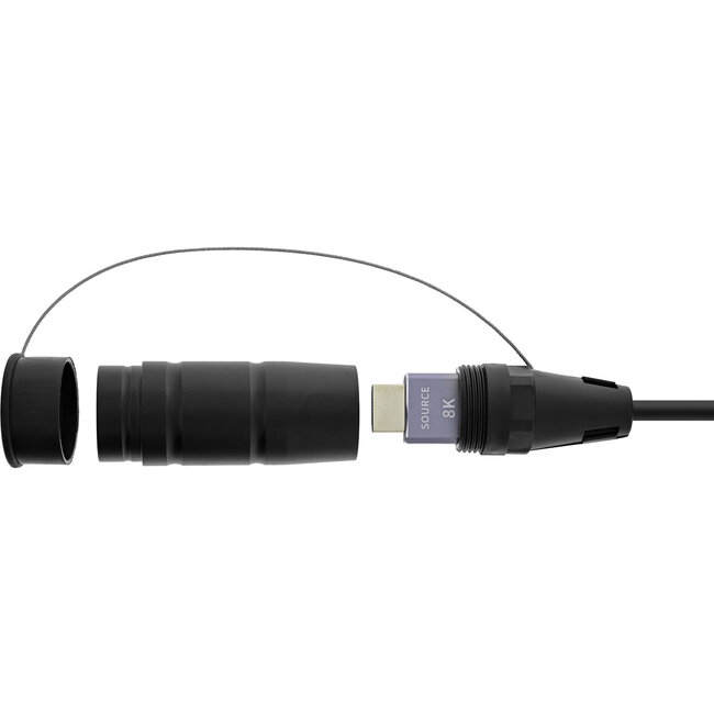 InLine® HDMI kabelhaspel, AOC HDMI 2.1 kabel, 8K/60Hz, versterkt, zwart, 90m