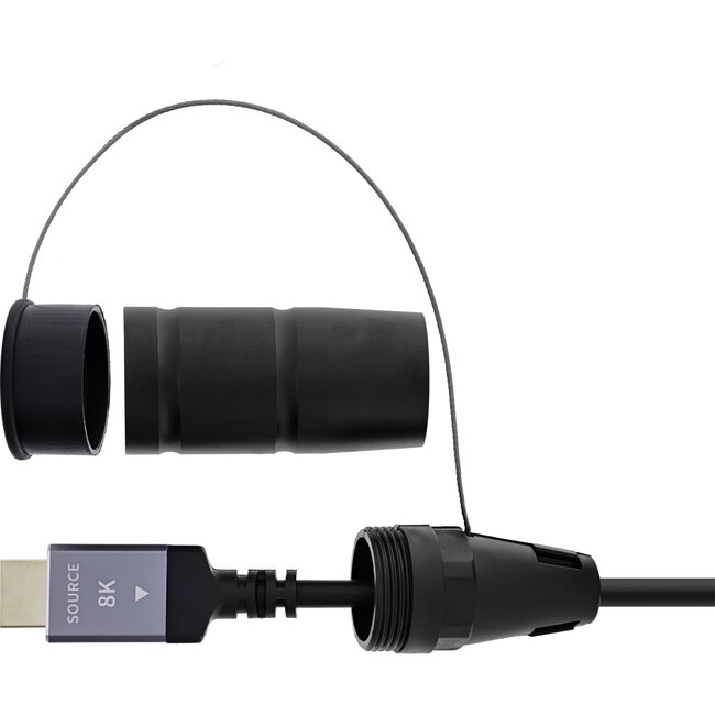 InLine® HDMI kabelhaspel, AOC HDMI 2.1 kabel, 8K/60Hz, versterkt, zwart, 90m
