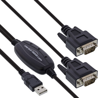 InLine® InLine® USB 2.0 naar 2x seriële adapterkabel male A naar 2x 9pin SubD ST, 1,5m