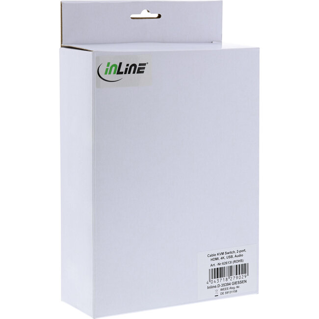 InLine® 2-Poorts Kabel KVM Switch, HDMI, 4K, USB, met audio